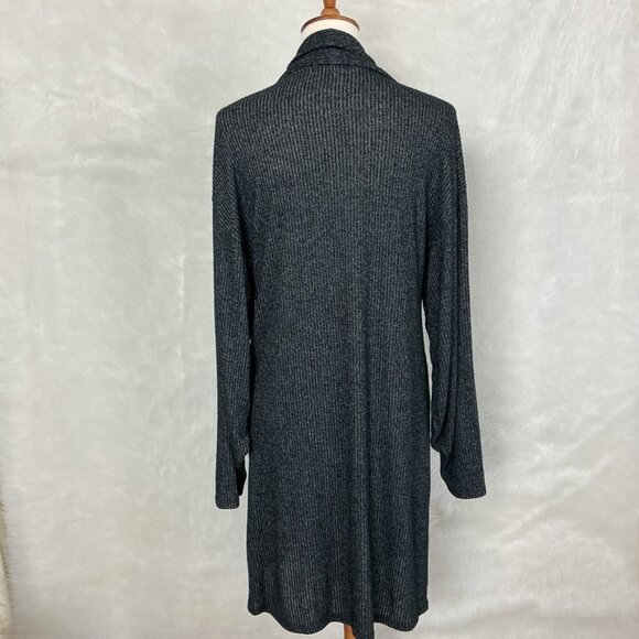 Joah Brown Etoile Charcoal Black Ribbed Open Front Cardigan Sweater One Size - Picture 4 of 8
